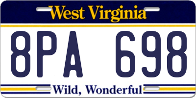 WV license plate 8PA698