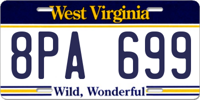 WV license plate 8PA699