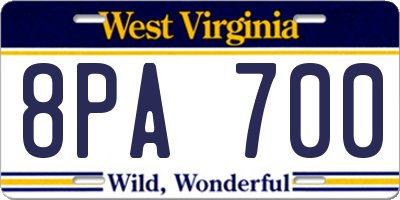 WV license plate 8PA700
