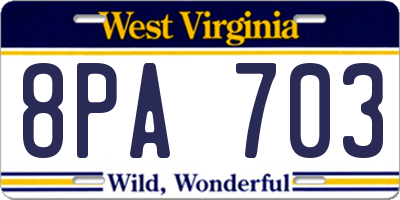 WV license plate 8PA703