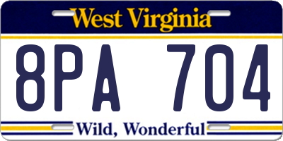 WV license plate 8PA704
