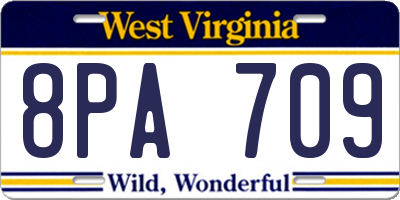 WV license plate 8PA709