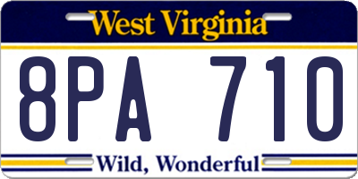 WV license plate 8PA710