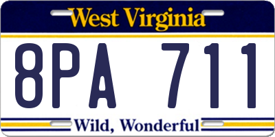 WV license plate 8PA711