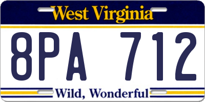 WV license plate 8PA712