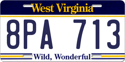 WV license plate 8PA713