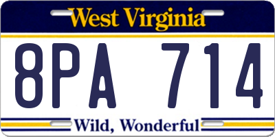 WV license plate 8PA714