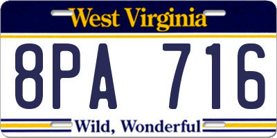 WV license plate 8PA716