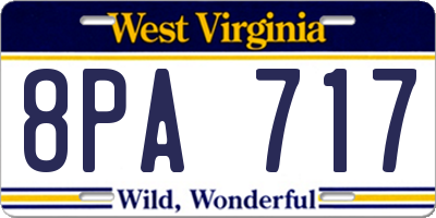 WV license plate 8PA717