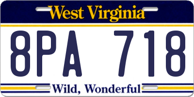 WV license plate 8PA718