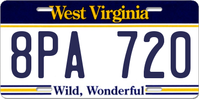 WV license plate 8PA720