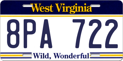 WV license plate 8PA722