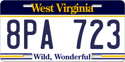 WV license plate 8PA723