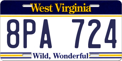 WV license plate 8PA724