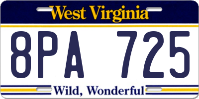 WV license plate 8PA725
