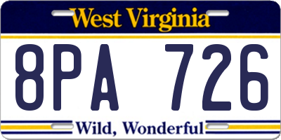 WV license plate 8PA726