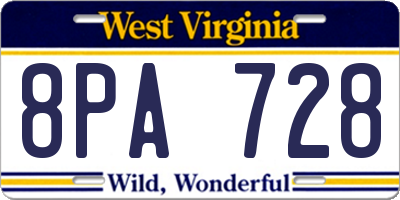 WV license plate 8PA728