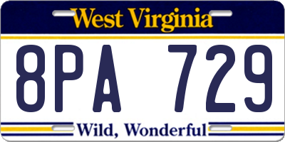 WV license plate 8PA729