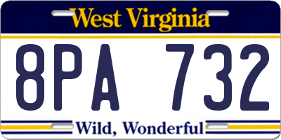 WV license plate 8PA732