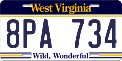 WV license plate 8PA734