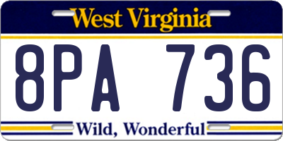 WV license plate 8PA736