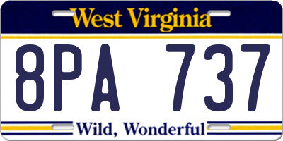 WV license plate 8PA737