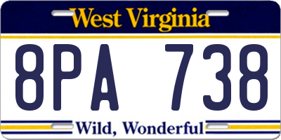 WV license plate 8PA738