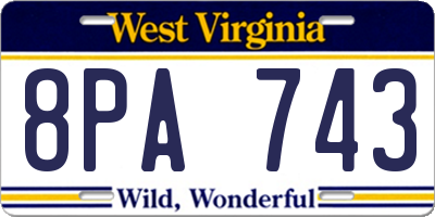 WV license plate 8PA743