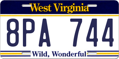 WV license plate 8PA744