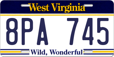 WV license plate 8PA745
