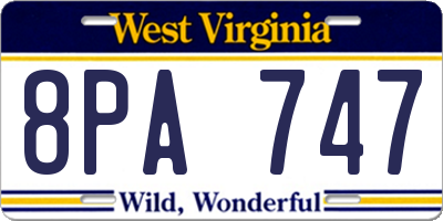 WV license plate 8PA747