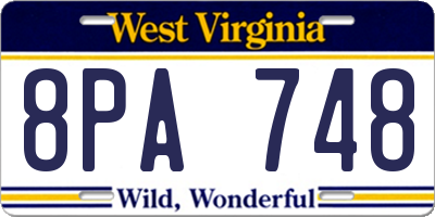 WV license plate 8PA748