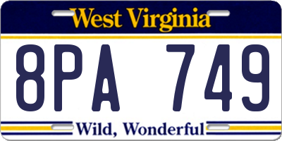 WV license plate 8PA749