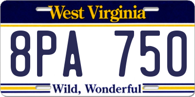 WV license plate 8PA750