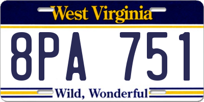WV license plate 8PA751