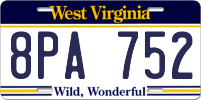 WV license plate 8PA752
