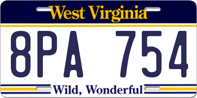 WV license plate 8PA754