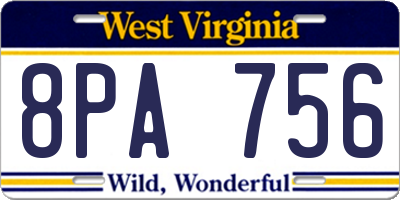WV license plate 8PA756