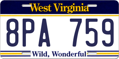 WV license plate 8PA759