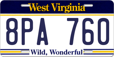 WV license plate 8PA760