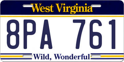 WV license plate 8PA761