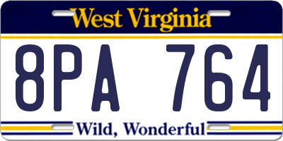 WV license plate 8PA764