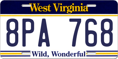 WV license plate 8PA768
