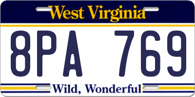 WV license plate 8PA769