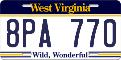 WV license plate 8PA770