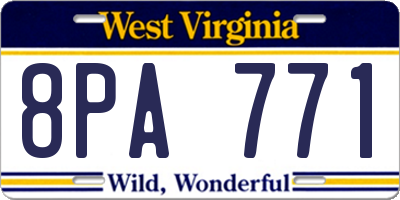 WV license plate 8PA771