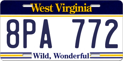 WV license plate 8PA772