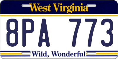 WV license plate 8PA773
