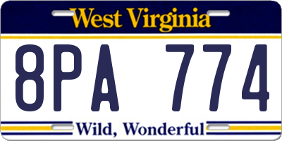 WV license plate 8PA774