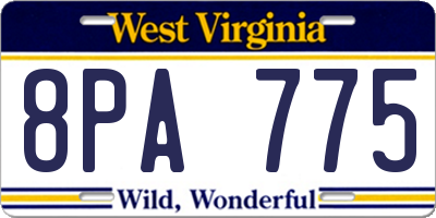WV license plate 8PA775